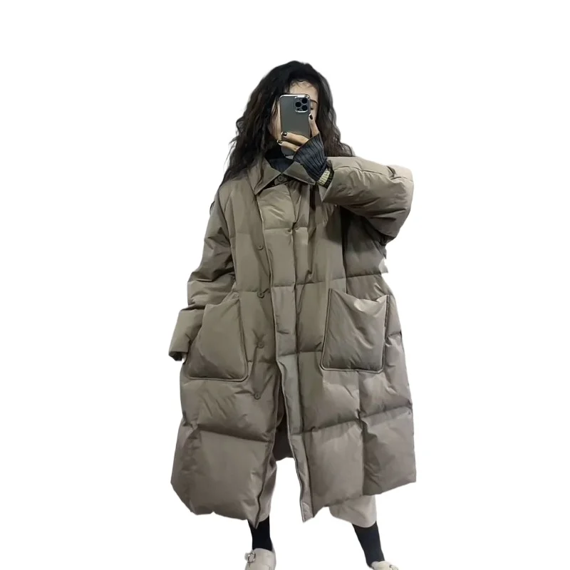 

New National Standard Down Jacket Women's Fall Winter Large Size High-quality Long Loose Coat Thick High Appearance Level Coats