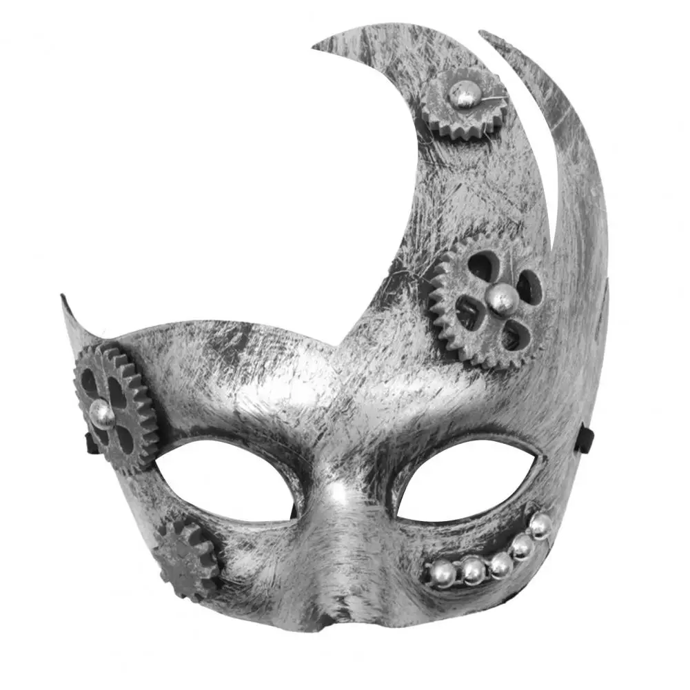 Party Eyewear Masquerade Half-face Mask Gear Steampunk Retro Silver-plated Polished Cosplay Mask Men Women Halloween Costume