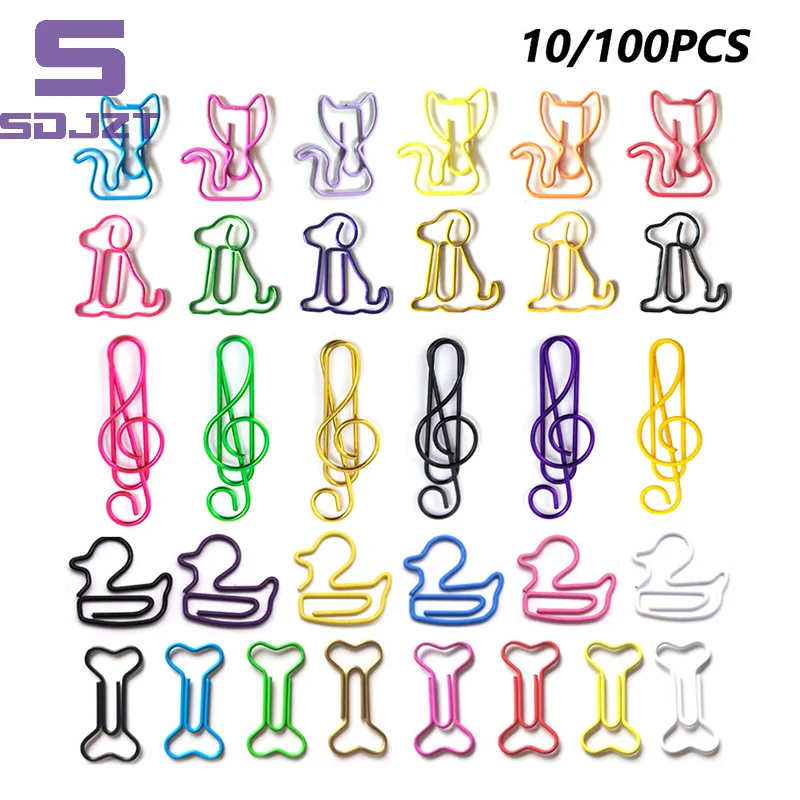 10/100PCS Paperclips With Musical Notes Office Supplies Animal Paperclips Duck Paperclips Irregularly Shaped Colorful Paperclips
