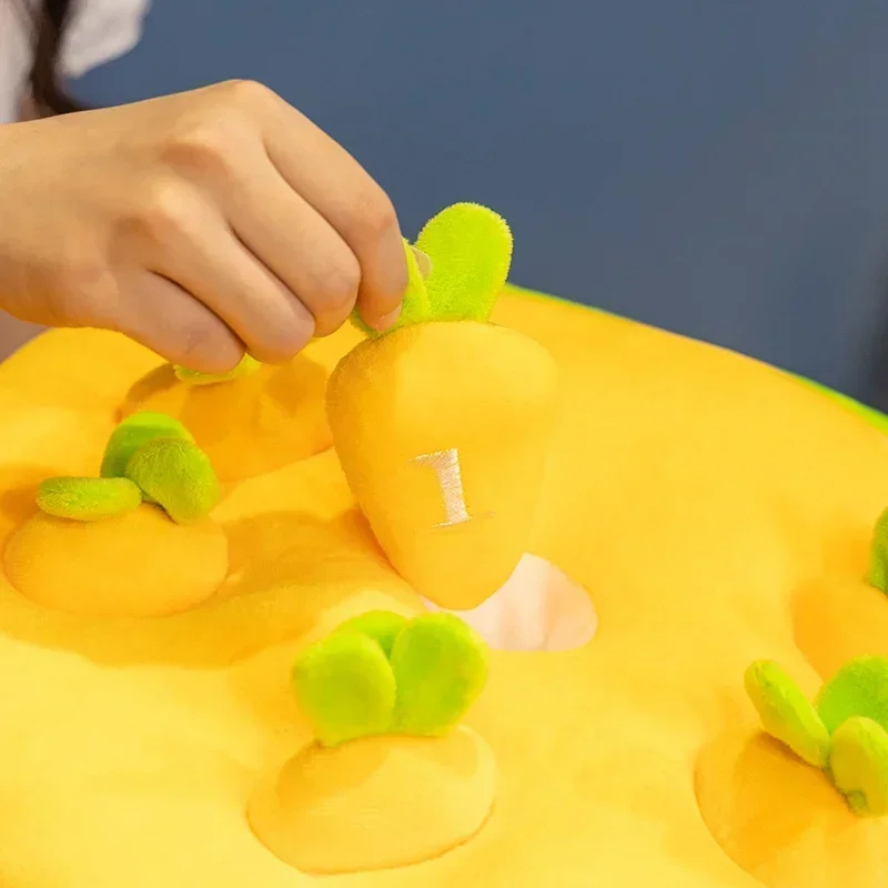 Cartone animato carota peluche farcito tirando ravanello pianta vegetale peluche prima educazione bambola cuscino per bambini giocattolo da masticare per animali domestici