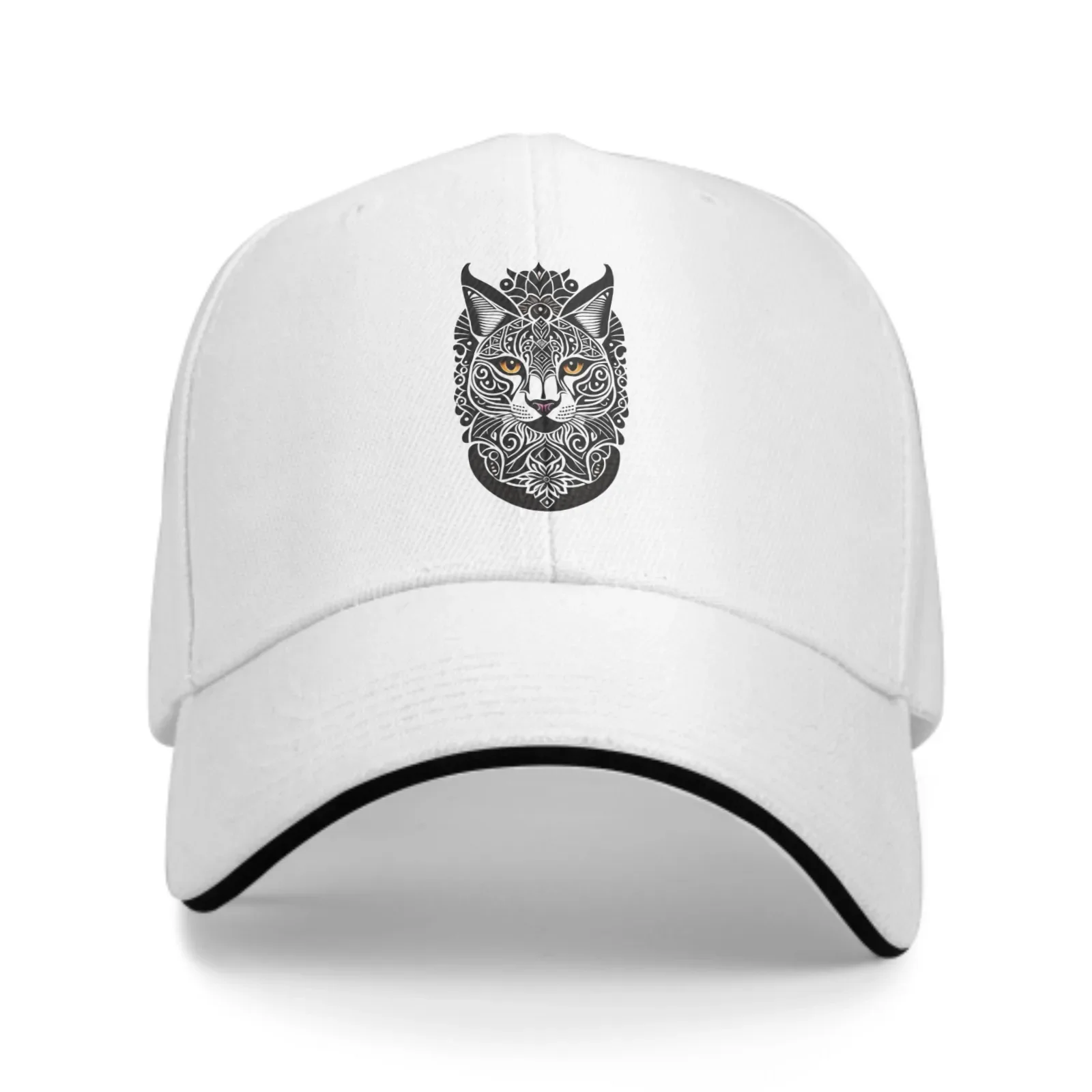 Adjustable Fashion Wild Caps Cat Print Washed Sandwich Caps Sports Outdoor Baseball Hat