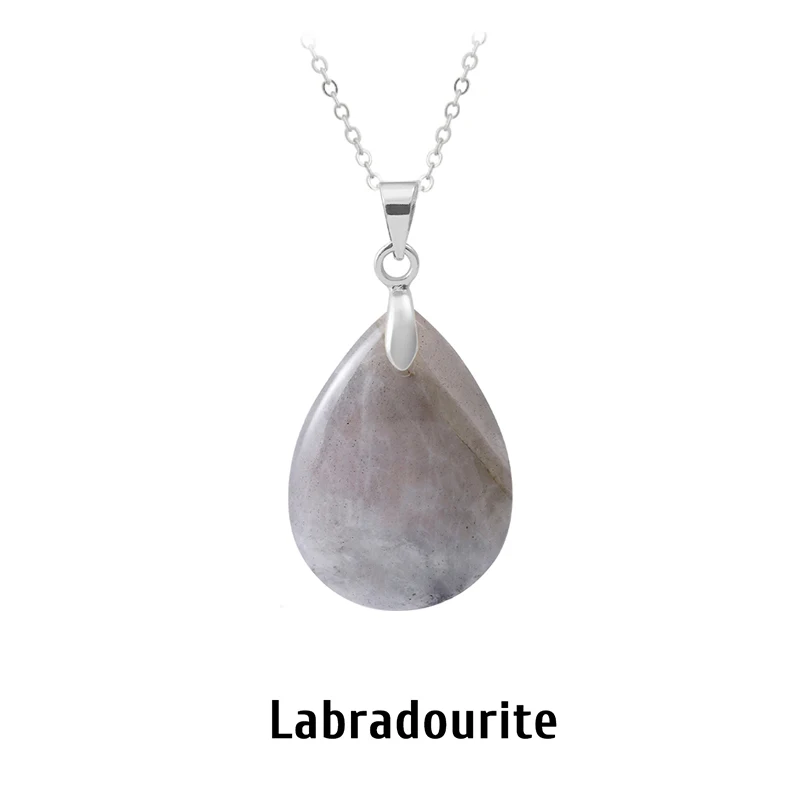 Neue Modische Naturstein-Kristall-Anhänger Tropfenförmiger Einfacher Anhänger Halskette Ohrringe Schmuckherstellung Mit Kette Collier – Detail 21