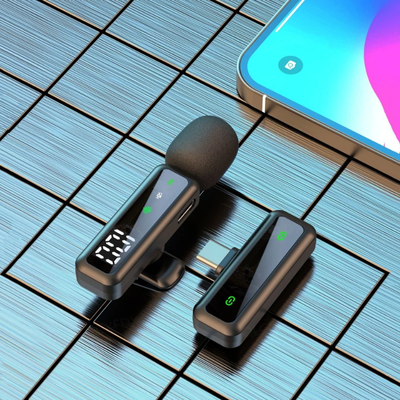 H67Single Mic Digital Display TypeC Interface Wireless Lavalier Mic Outdoor Live Broadcast Noise Reduction Convenient Mini Model
