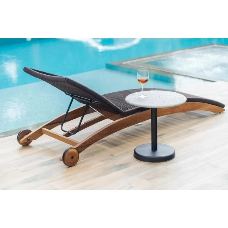 Modern Hotel Sun Loungers Solid Teak Wood Full Color Printed Eco-Friendly Durable Outdoor Furniture Set Park Living Room Use