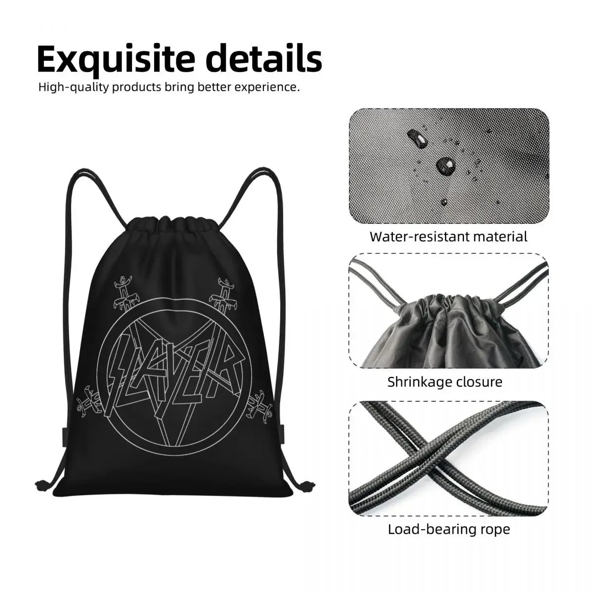 Symbol Slayers Kordelzug Rucksack Damen Herren Gym Sport Sackpack Tragbare Heavy Metal Rock Trainingstasche Sack