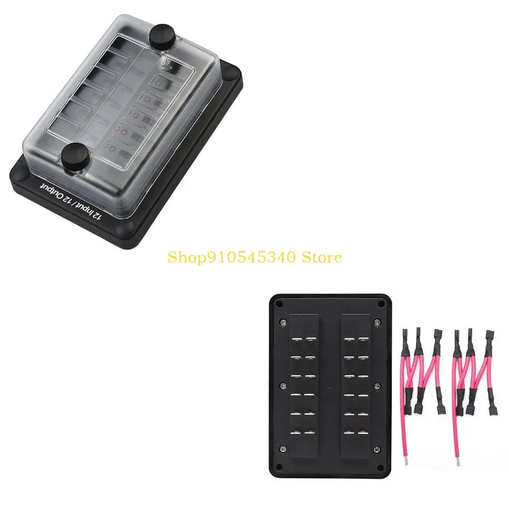

U2JA Blade Block Box Holder Circuits Terminal Block with LED Damp-Proof 12 Way for Automotive Car Boat Marine