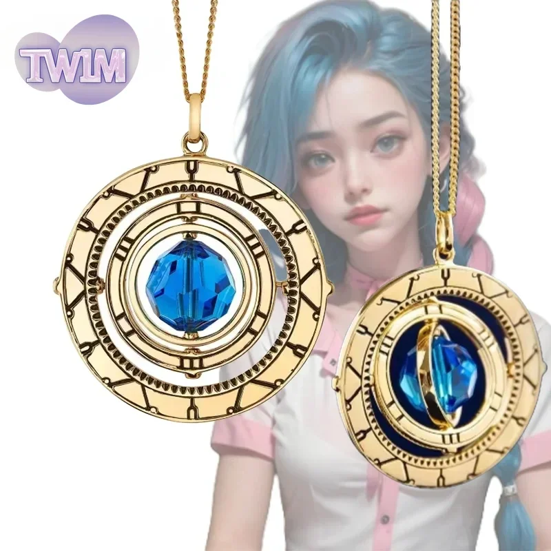 2024 New Game Arcane League Of Legends Jinx Vi Hextech Crystal Rotating Pendant Necklace Halloween Valentine Day Props Gifts