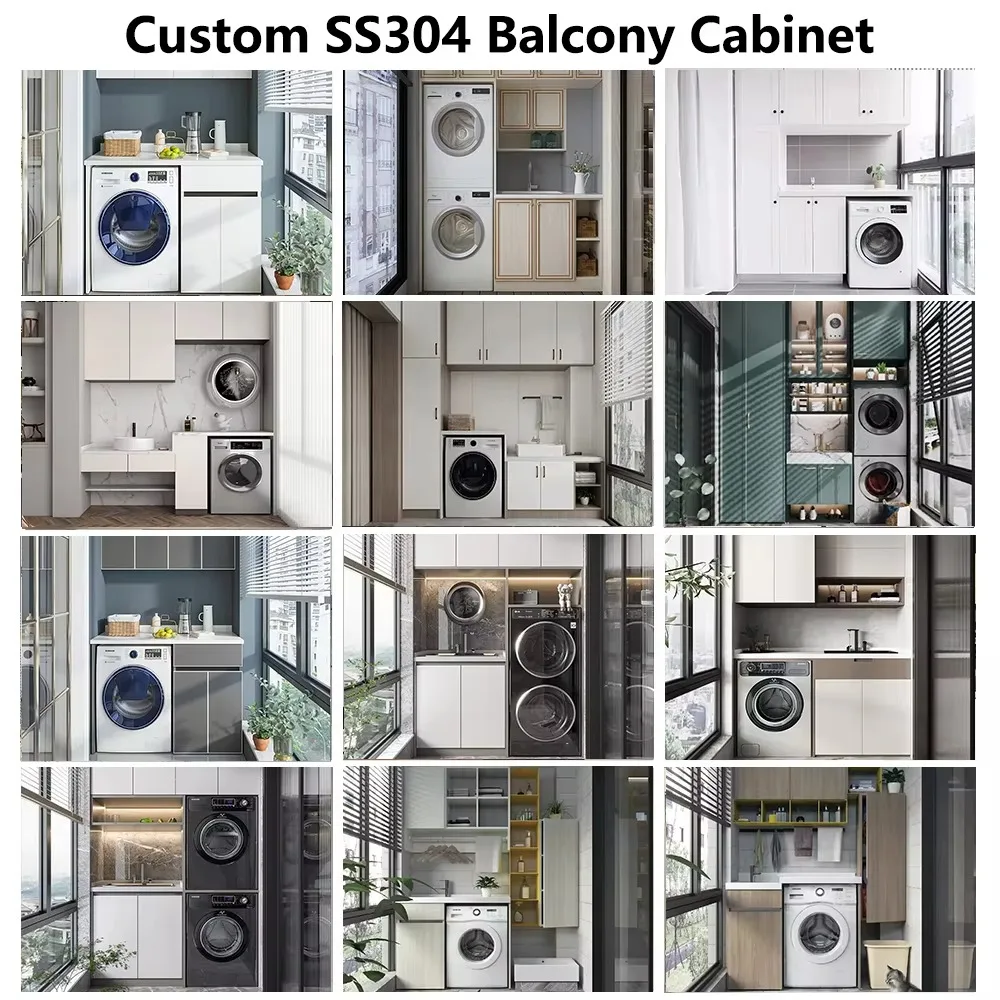 Factory Direct 2026 304 Stainless Steel Balcony Cabinet Moisture-Proof & Anti-Deformation Storage Unit Durable Outdoor Cupboard