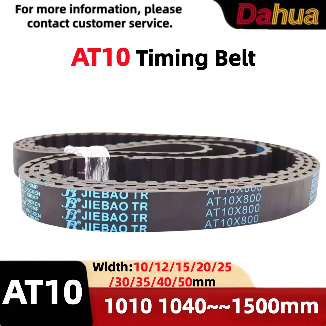 Precision Endless AT10 Rubber Synchronous Belt10mm Pitch Length1010-1500mm Width 6-40mm Fiberglass Reinforced for CNC Automation