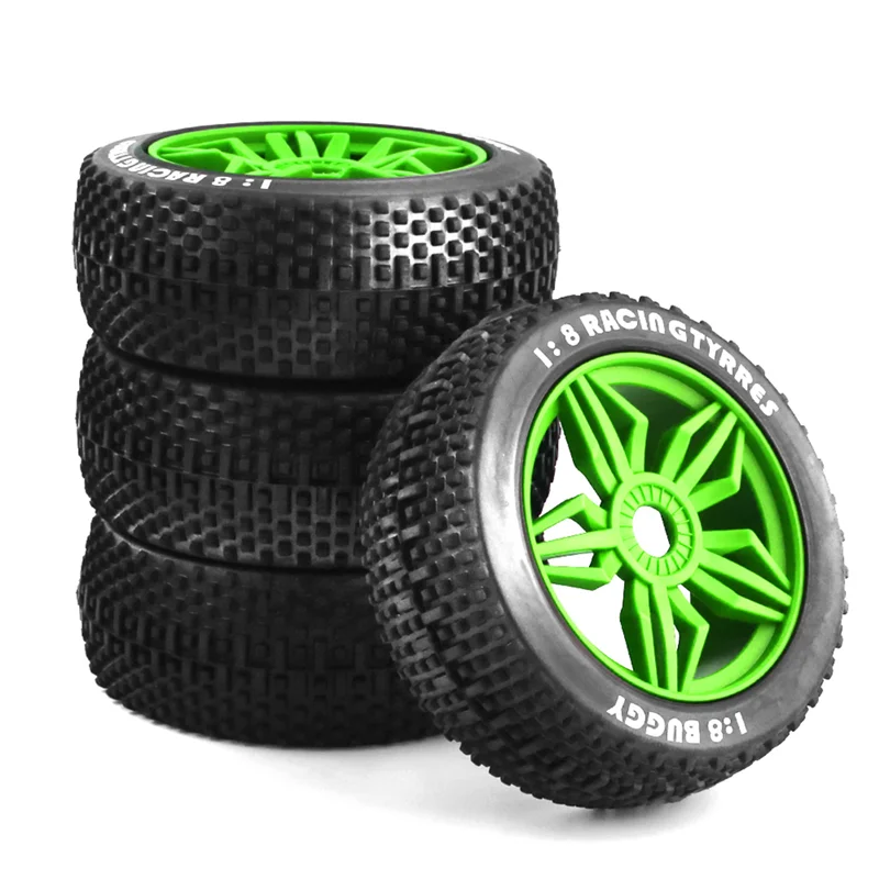 116mm 1/8 Scale RC Buggy Tires 17mm Hex RC Wheels and Tires for ARRMA Typhon Redcat Team Losi VRX HPI HSP,Green