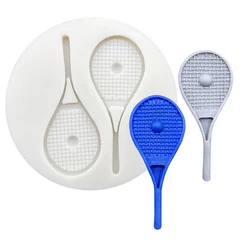 Tennis Racket Silicone Sugarcraft Mold Resin Tools Cupcake Baking Mould Fondant Cake Decorating Tools