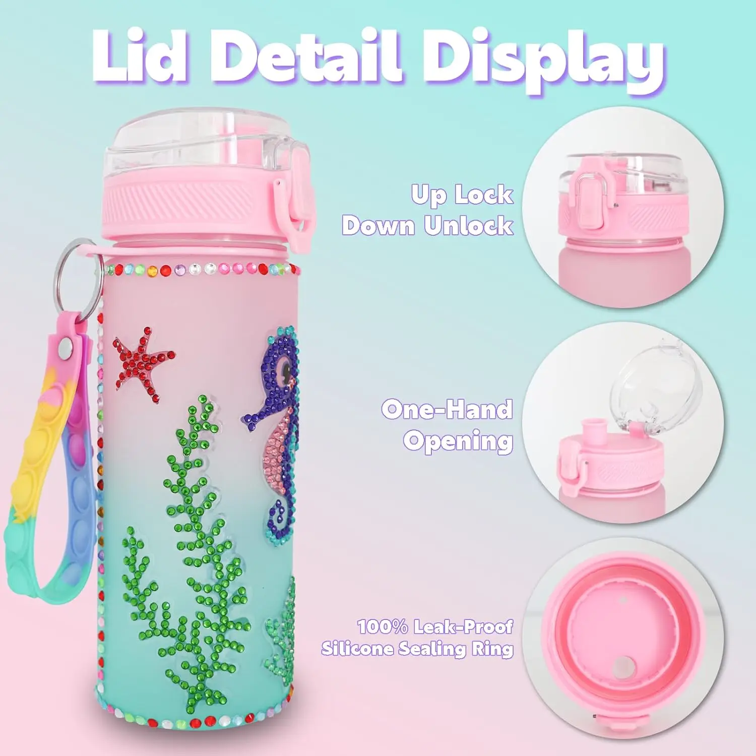 1 Set Decorate Your Own Water Bottle Kits, Mermaid Unicorn Themed Diamond Painting Cup, Fun Arts and Crafts Gifts Toys for Gift