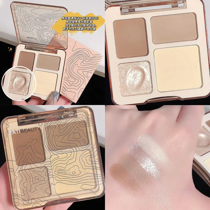 TB four color Contouring disc high Light Contouring - Body plate matte Shine Powder high light stereo contouring disc INS same