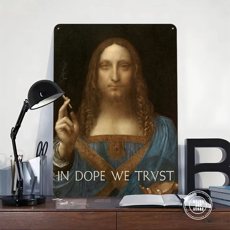 In Dope We Trust 3D Printed Texture Poster Personalized Wall Art Retro Metal Tin Signs for Gaming Room Decoration Items House