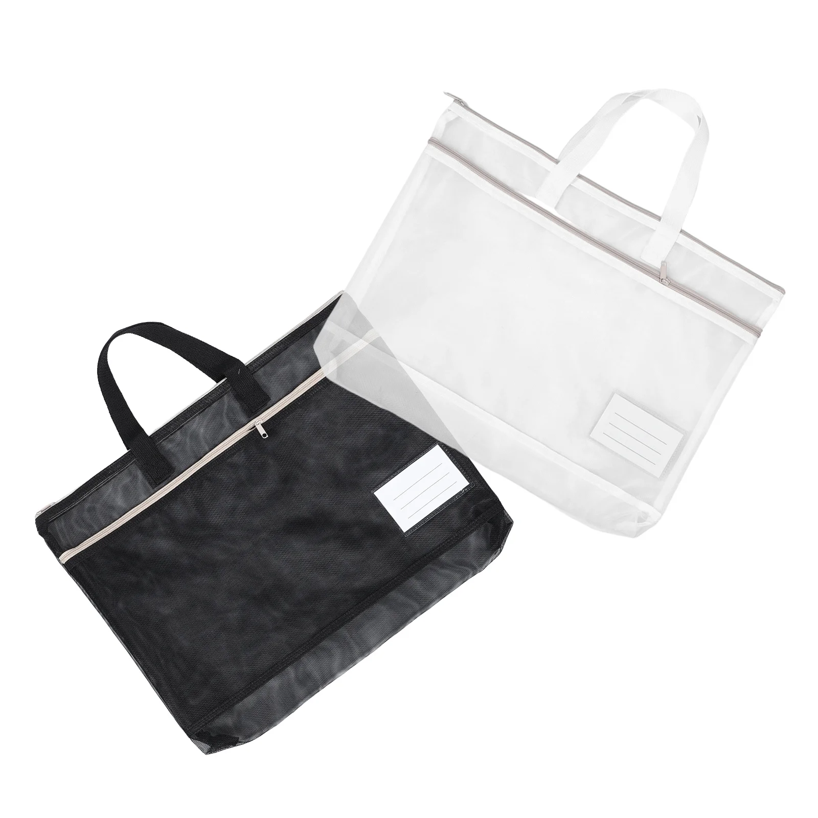 2pcs A3 Large Capacity Mesh Zipper Document Bag Durable Nylon Art Portfolio Organizer For Posters School Office Travel Storage