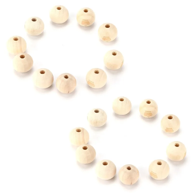 

Wooden Craft Beads Round Shape Natural Wood Color Unfinished Wooden Craft Beads for DIY Handicraft for Decoration for Graffiti