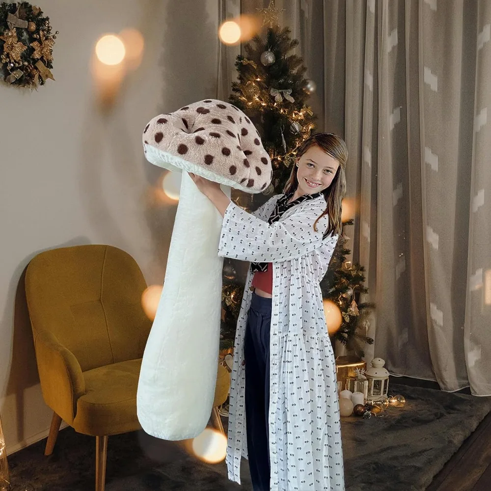 Mushroom Plush Pillow - 51 inch Mushroom Shaped Stuffed Long Pillow - Mushroom Plush Body Pillow