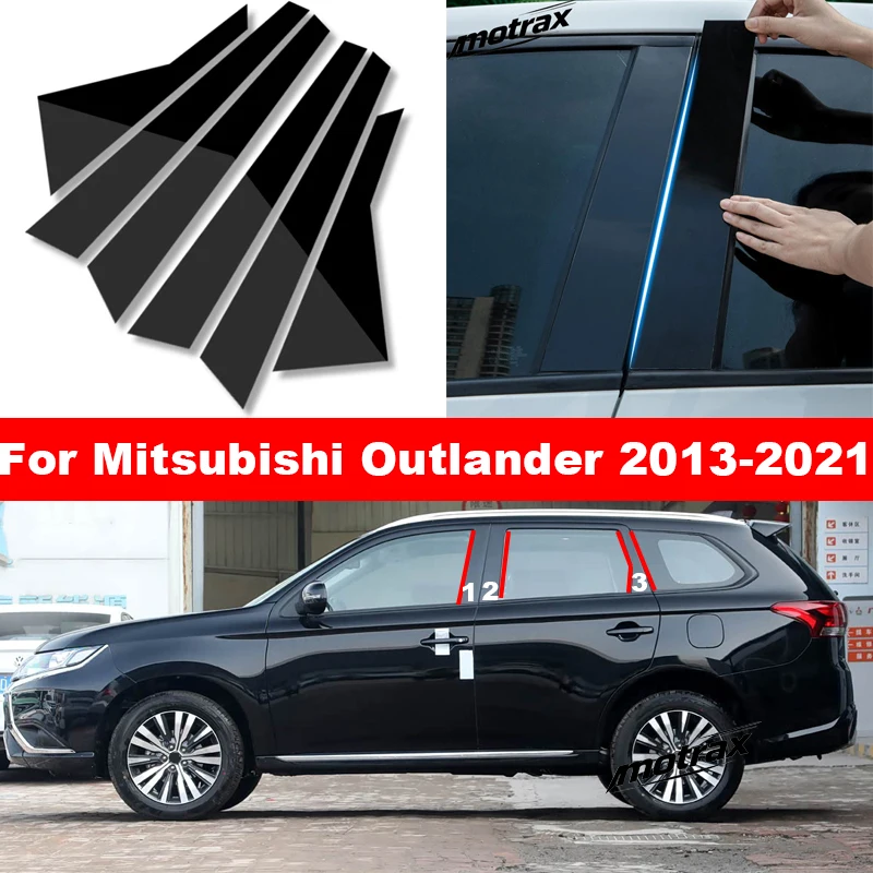 Car Window Door Column B C Pillar Post Cover for Mitsubishi Outlander 2013-2021 Glossy Trim Protective Sticker Accessories