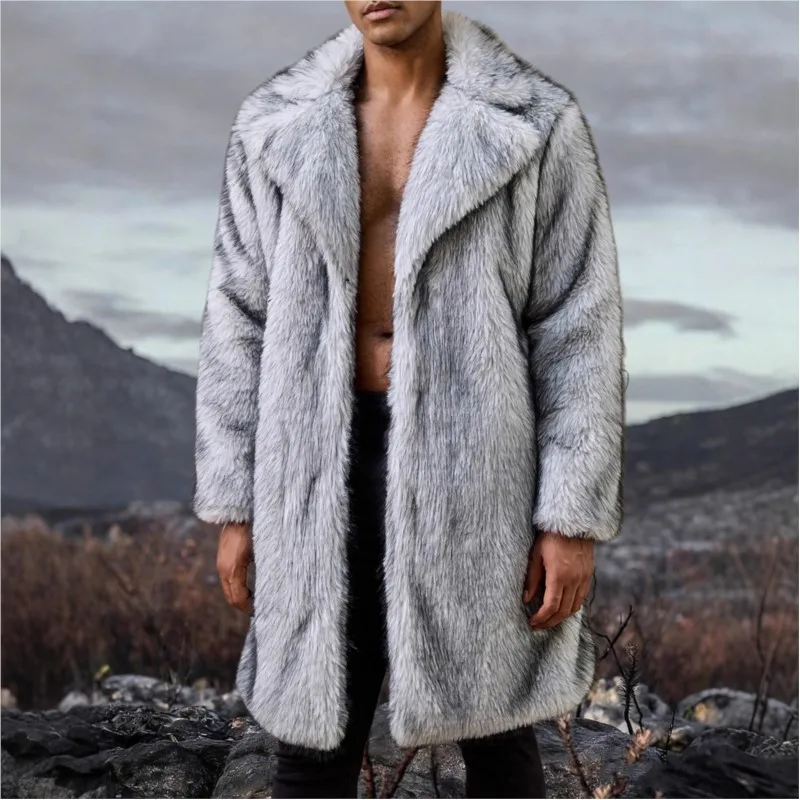 الدفء السترات إطالة معاطف الفراء رقيق معاطف طويلة سترة ملابس خارجية 2025 خريف شتاء رشاقته ريترو رجالي فو الثعلب الفراء القمم #2