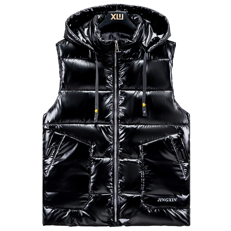 

New Mens Cotton Vest Brand Fashion Hooded Sleeveless Jackets Men's Casual Loose Thicken Warm Black Waistcoat Plus Size 5XL 6XL