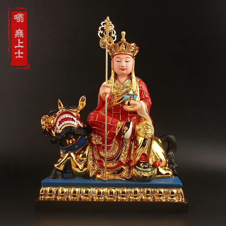 

Mount Kizo King Bodhisattva Resin Painted Belt Riding Listening Gilded Kizo Bodhisattva worshiping Buddha