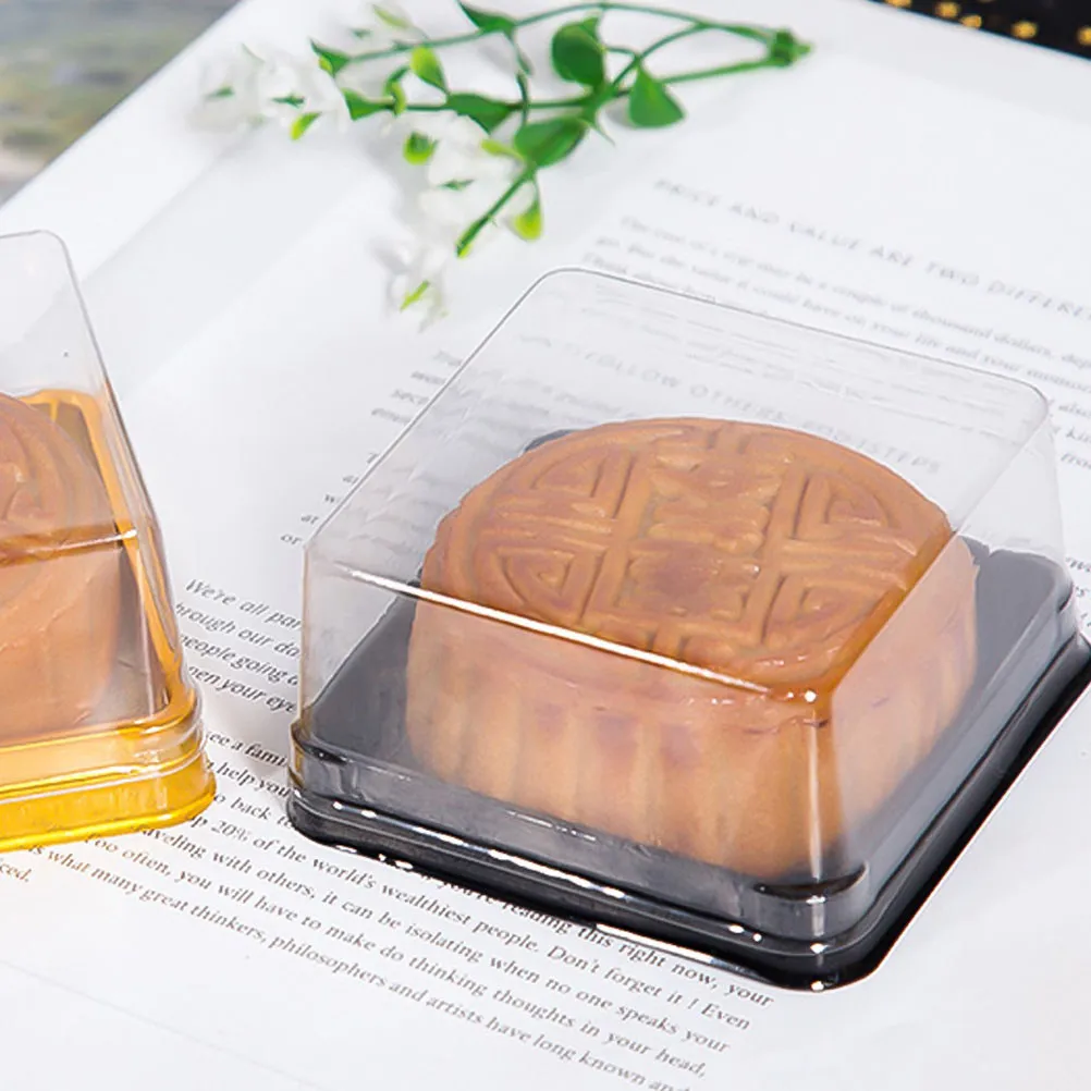 

50Sets Premium Clear Cake Boxes with Window for Egg Yolk Pastries Dessert Display Stackable Food-Safe Mousse Containers Bakery