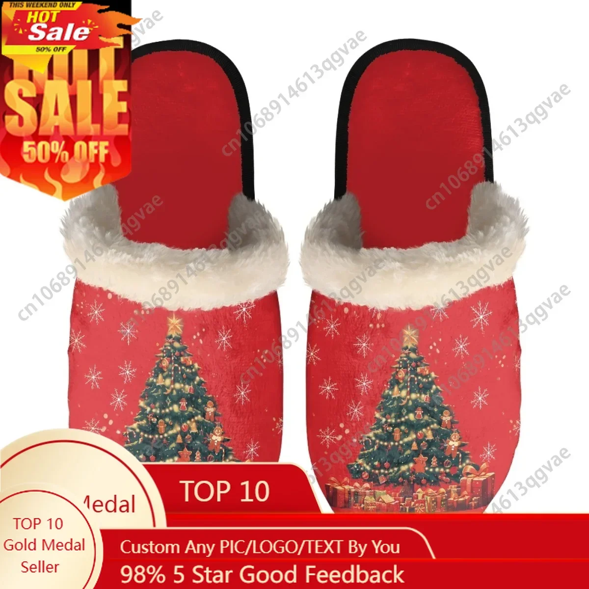 

Christmas Tree New Arrivals Elk Slippers Mens Womens Home Cotton Plush Bedroom Keep Warm Customized Thermal Lightweight Slipper