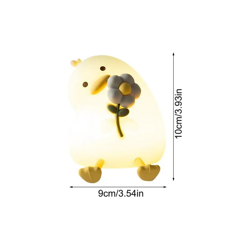 Pato luz da noite silicone iluminar pato diversão recarregável 3 modos de toque regulável iluminação portátil para amamentação casa cabeceira