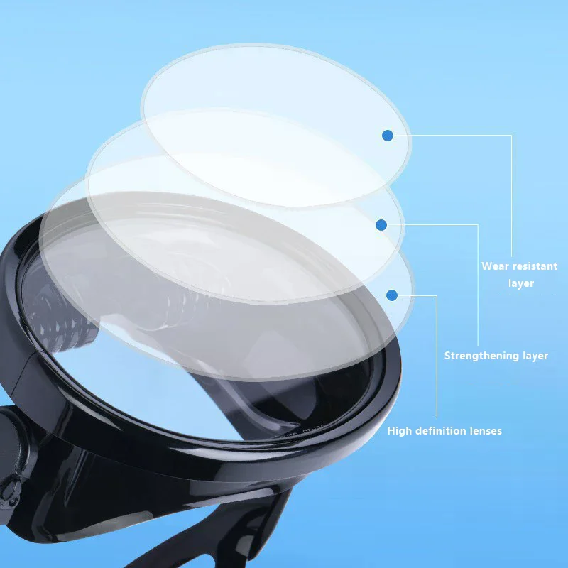 Ovale Schnorchel-Tauchmaske, Speerfischen-Maske, Panorama-Weitsicht-Tauchbrille, gehärtete Glaslinse, Tauchbrille für Erwachsene
