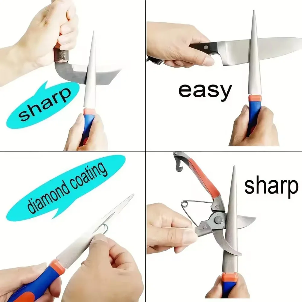 1pc Diamond Sharpener Metal Double Sand File Scissors Gardening Tools Double-sided Flat and Curved Design