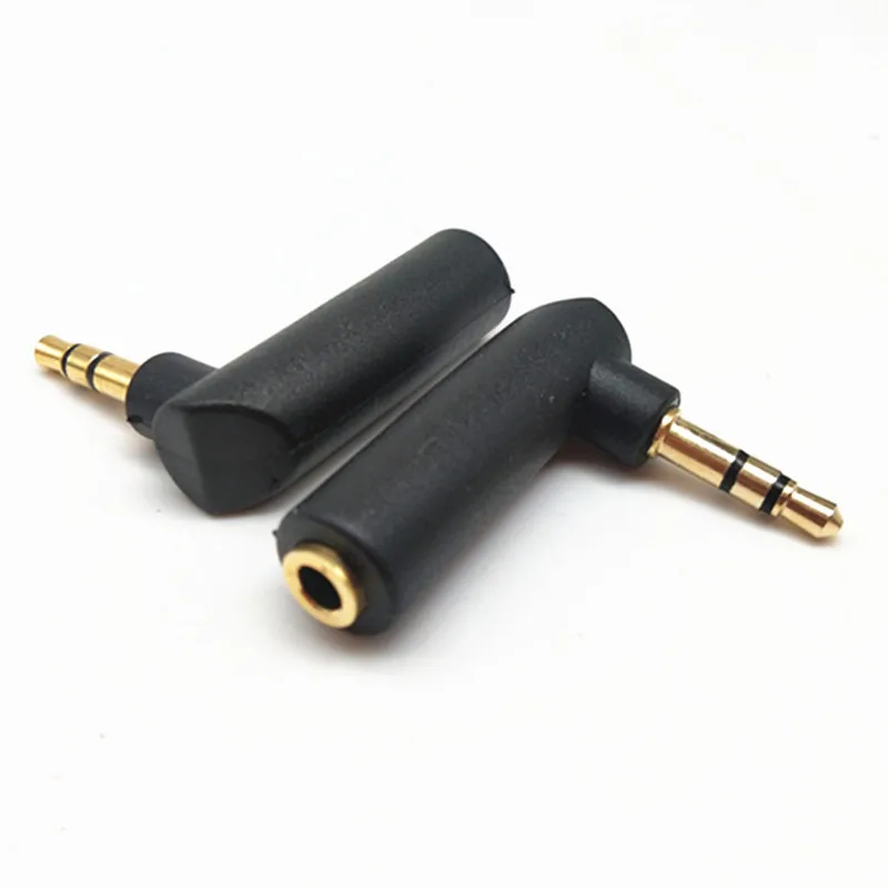 Gold-plated 90-degree elbow 3.5mm right-angle male-to-female adapter dual-channel 3-section L-shaped headphone audio adapter