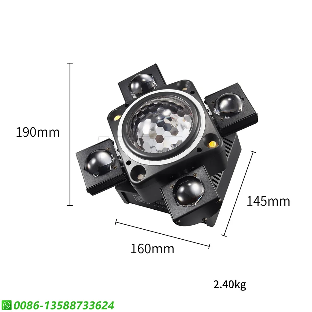 YUER Stage Effect Lighting 5x10W RGBW LED RG Laser 2x10W White Strobe RGB Ring Moving Head Party Dj Disco Club Stage Lighting