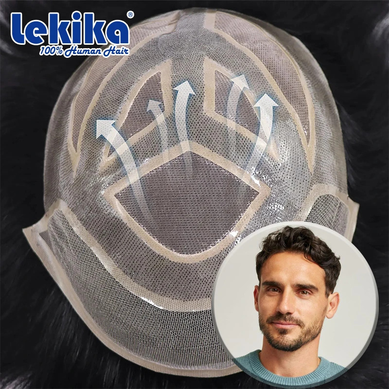 السويسري الدانتيل وتنفس شعر مستعار للرجال VERSALITE الدانتيل الجبهة باروكة من شعر طبيعي نسج على شكل شعر إنسان Exhuast نسج على شكل شعر إنسان 6 ''وحدة #1