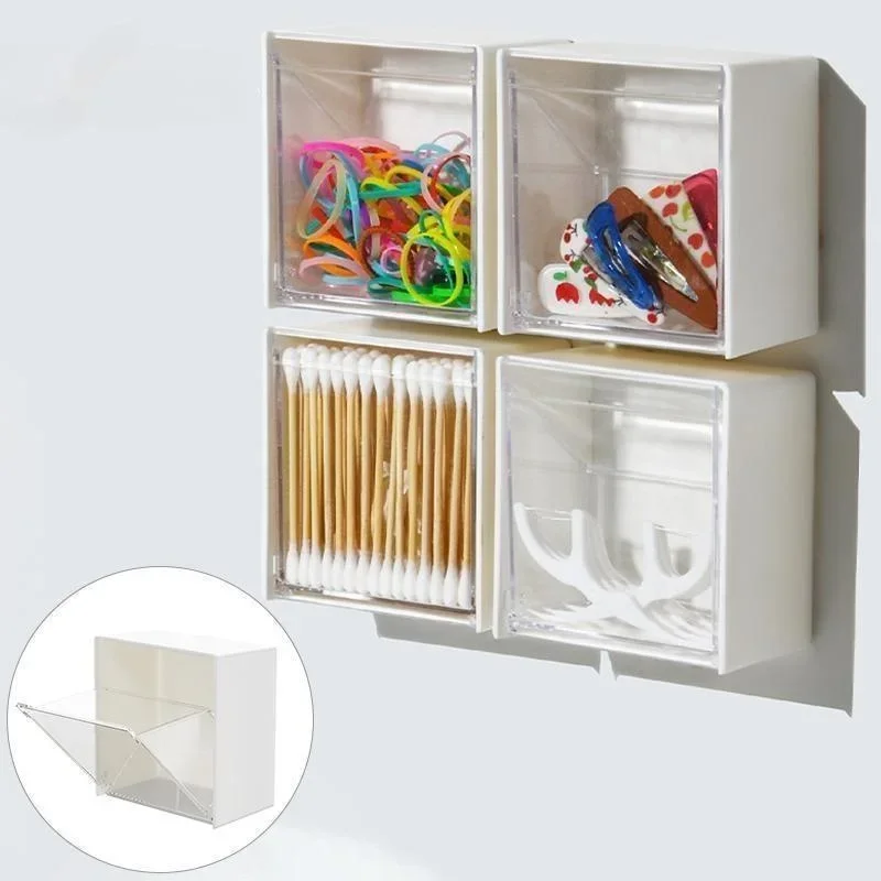 1Pc Wall-mounted Cotton Pad Holder Makeup Organizer Box Plastic Storage Container Cotton Swabs Jewelry Storage Box