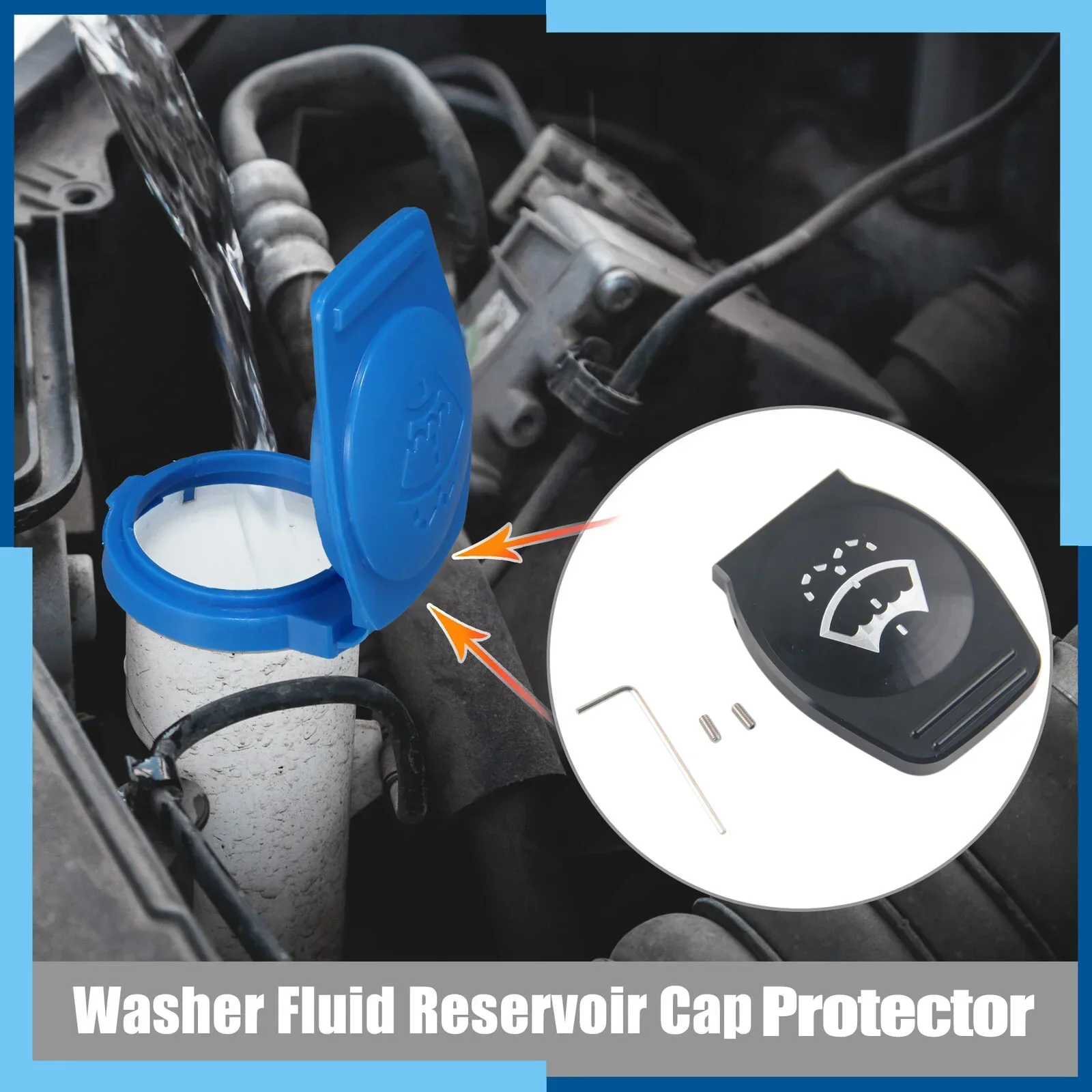 Aluminum Windshield Wiper Washer Cap Fluid Reservoir Cap Protector For Vw Audi Porsche 3Q0955455 18G955455A