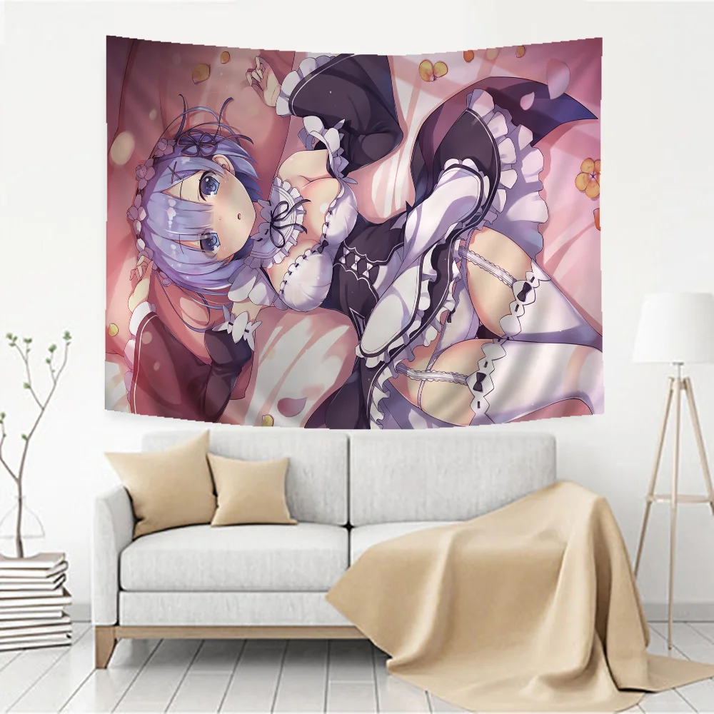 إعادة بدء الحياة صفر في عالم آخر نسيج أنيمي ، إميليا ريم ، التارو المعلق ، سجاد جدار الهيبي ، تعليق الجدار النوم