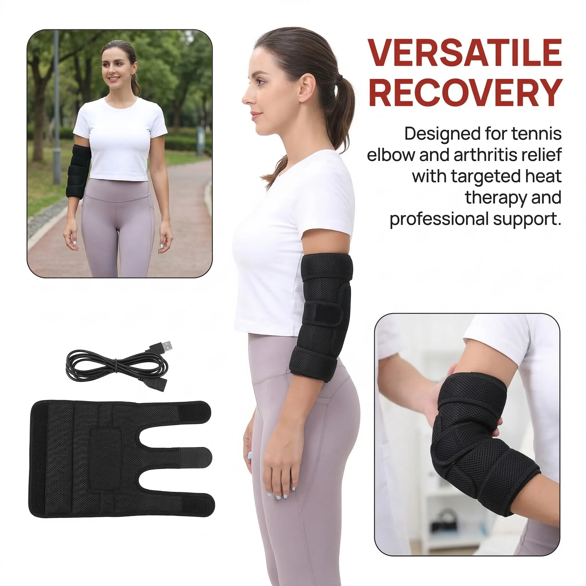 USB Electric Elbow Adjustable Elbow Support Brace Electric Heating Elbow Pad Warm Wrap Support Elbow Sleeve Protector