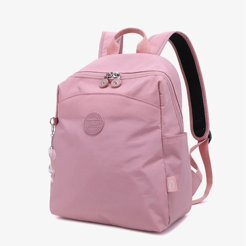 Women's Lightweight Nylon Backpack Waterproof Travel Casual Versatile Outdoor Bag Student Bookbag Street Trend Zipper Closure