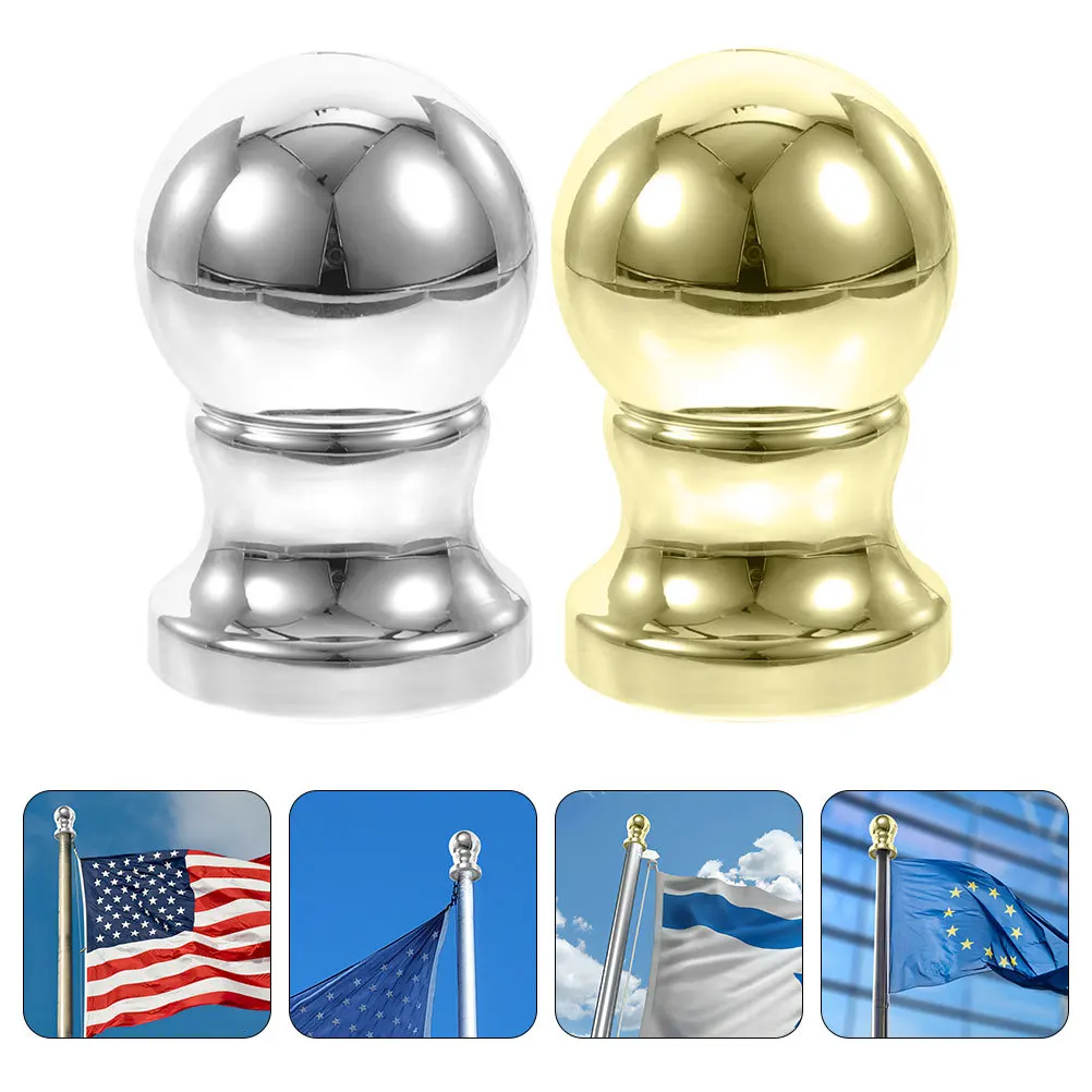 

2 Pcs Flagpole Head Ornament Ball Topper Replacement Parts Finial for of Component