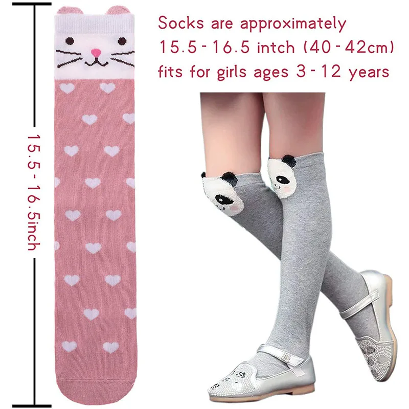 Cute Cartoon Kids Knee High Socks Children Girls Stockings Soft Cotton Knit Sock Stripe Stocking Long Tube Leg Warm Multistyle