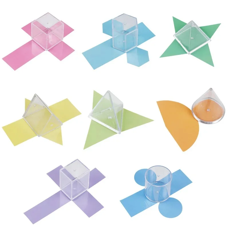 8 pçs formas geométricas transparentes blocos montessori brinquedos empilhamento jogo matemática brinquedos educativos para idades 3 + crianças bebês