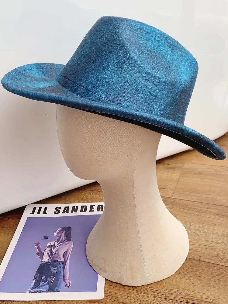 

Autumn Winter Felt Gift Hat Swing Side Wide BrIM Jazz West Cowboy Retro Jazz Women Only Hat Travel Trip Hat Sweet Cute Sle