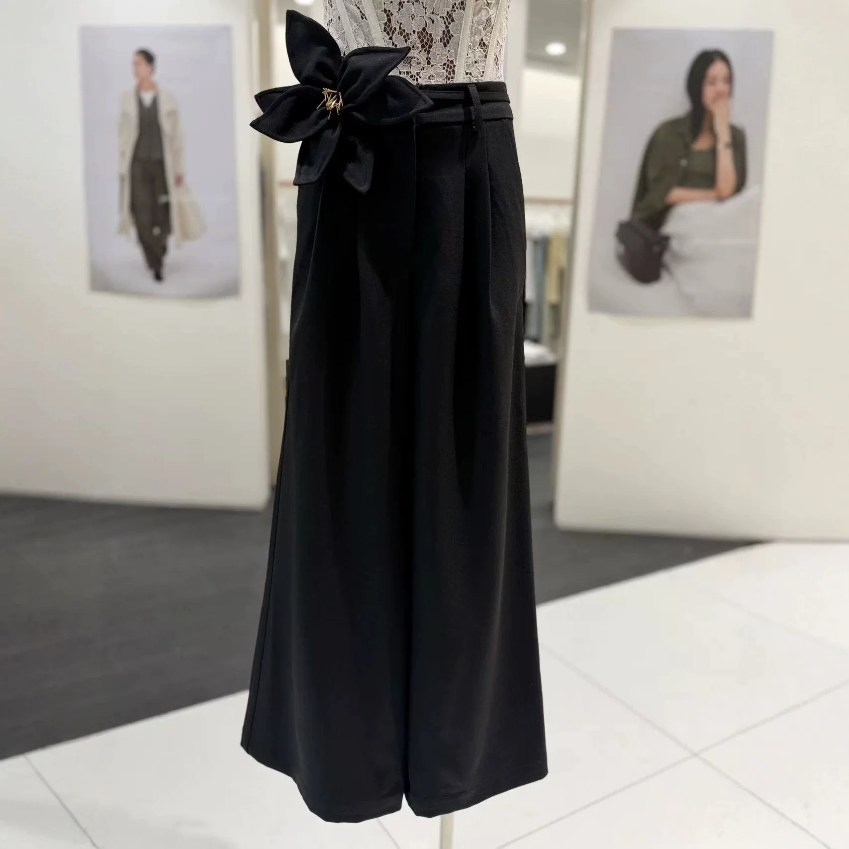 

Slimming High Waist Wide Leg Midi Skirt Women's Fashionable Versatile Casual A-Line Skirt Polyester Fiber Zipper Design