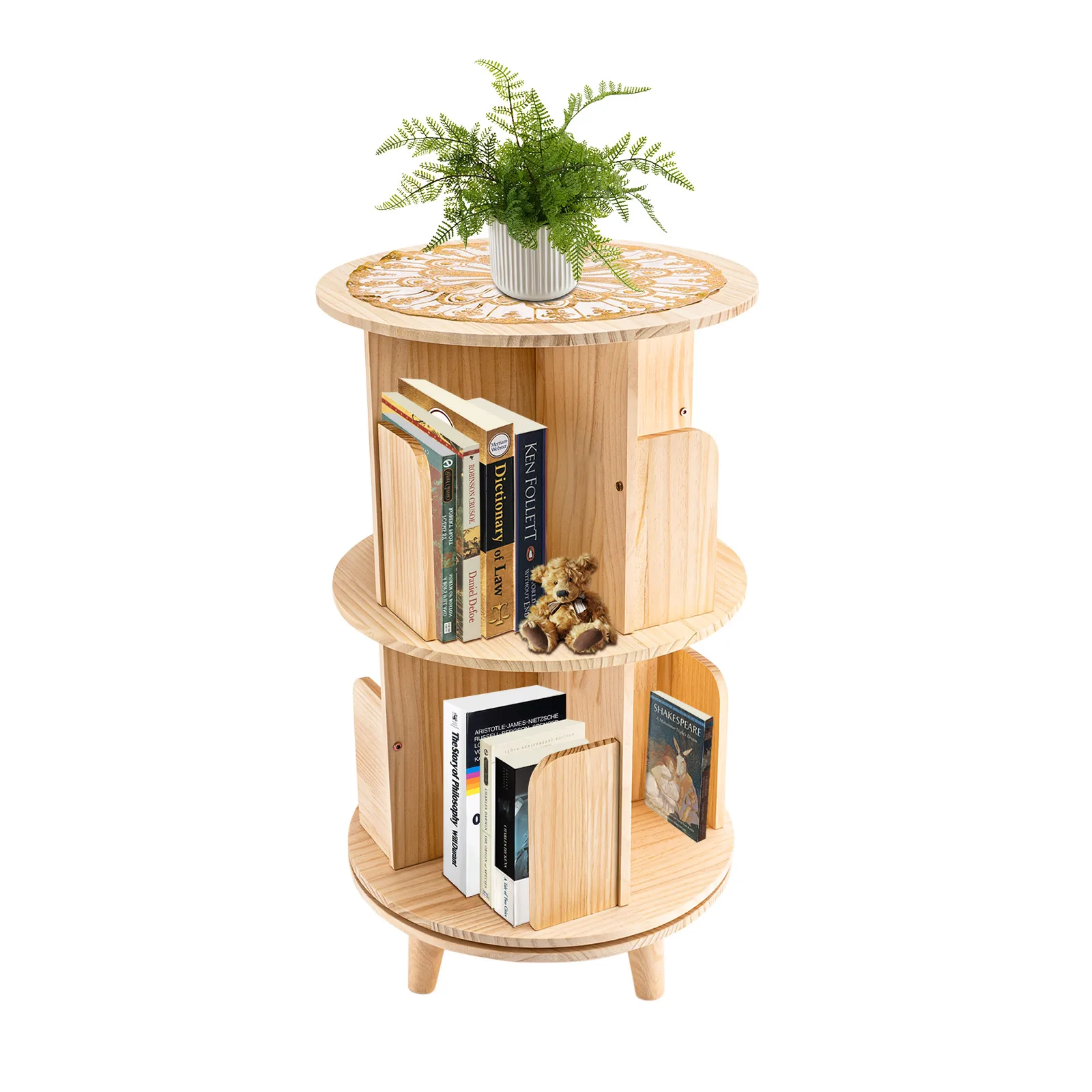 

Rotating Bookshelf 360 Display Floor Standing Bookcase Storage Rack for Kids&Adults Multi-Functional Bookshelf Organizer