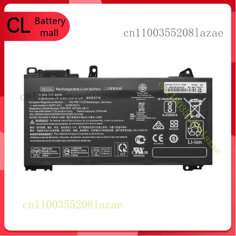 

Genuine RE03XL Battery For HP ProBook 445 450 455 440 430 G6 Series HSTNN-DB9N