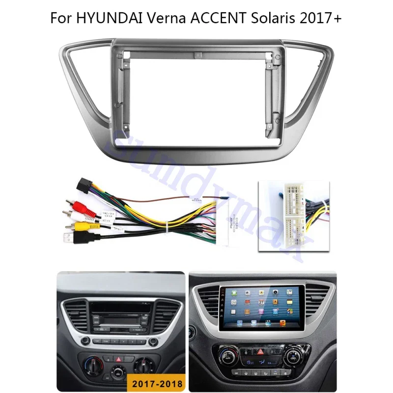 

9inch 2Din car radio Frame for Hyundai Solaris 2 Verna 2016 - 2020 big screen 2 Din android Car Radio Fascia Frame cable wire