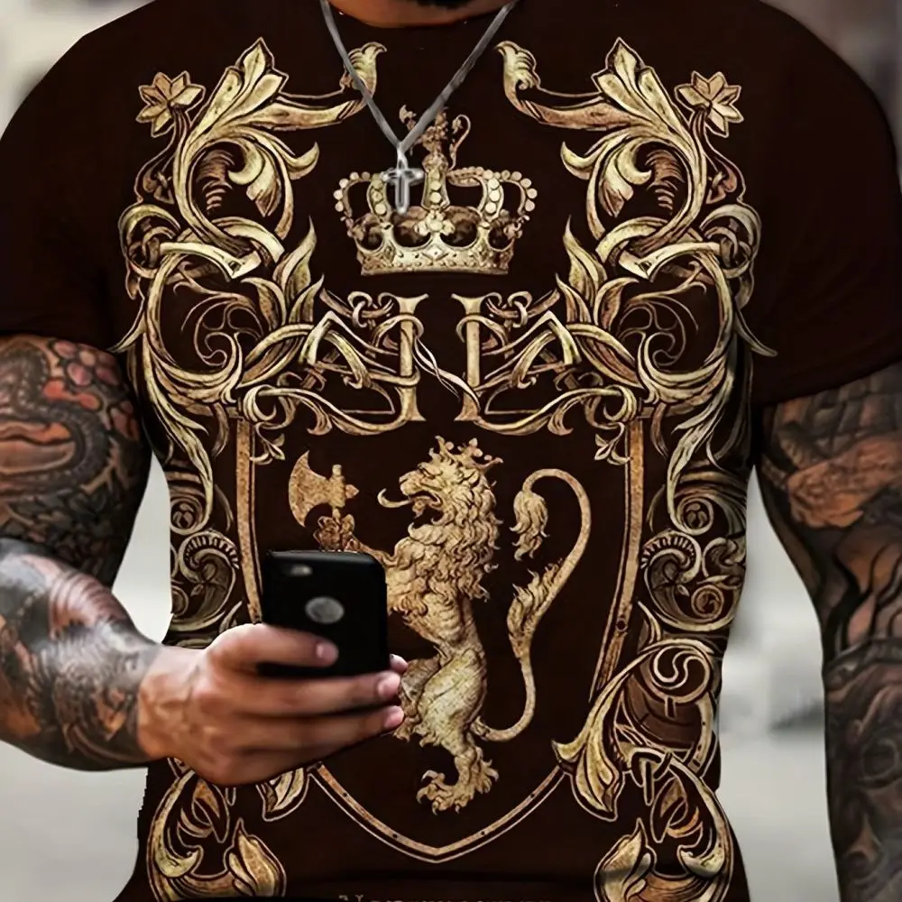 Luxury Men\'s T-Shirt Summer Short Sleeve Tops 3d Large Gold Chain Graphic Clothe Breathable Quick-Drying Apparel Male Shirt Tees