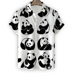 Men's Shirt 3D Giant Panda Summer Printed Men's Shirt Men's Casual Lapel Top Daily Short Sleeved Casual Women's Clothing Top