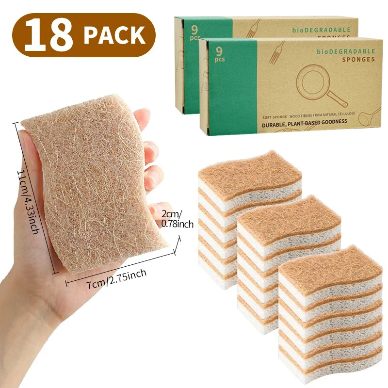 Natural Coconut Wood Pulp Cotton dish washing Scouring pad household dish wash microfiber sponge daily necessities