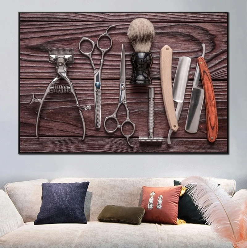 Barber Shop Poster Wall Art Vintage Haircut and Tool Picture Canvas Print Modern Hairdresser\'s Salon Decoration Painting Cuadros